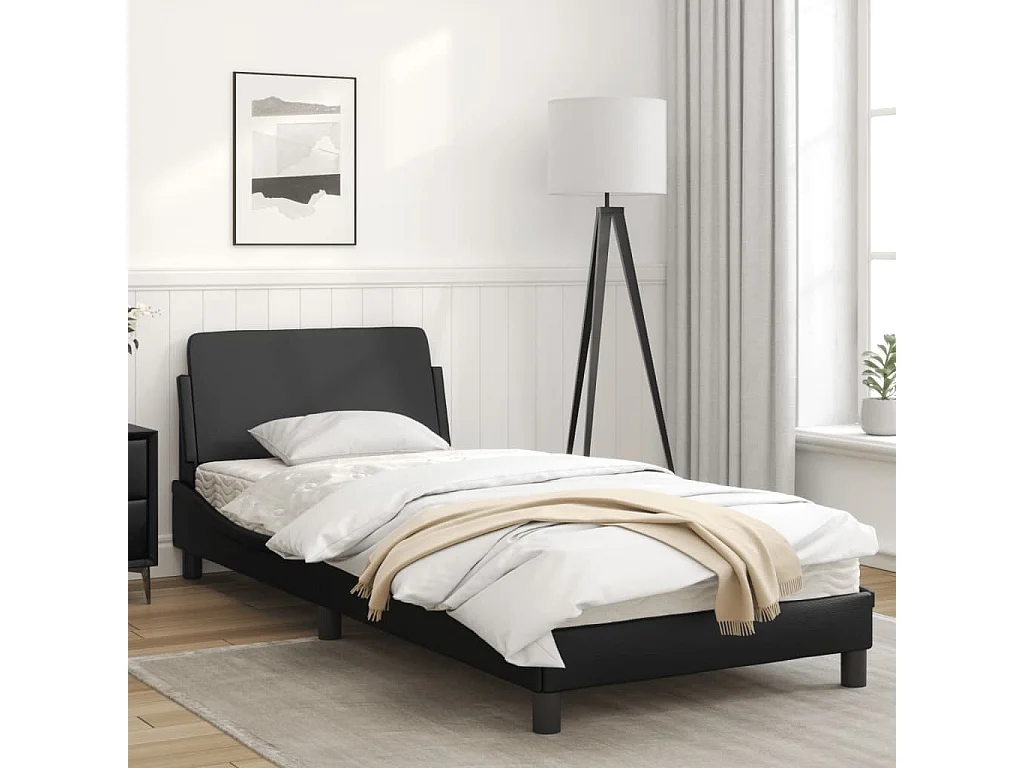 Cadre de lit avec tête de lit Noir 80x200 cm Similicuir