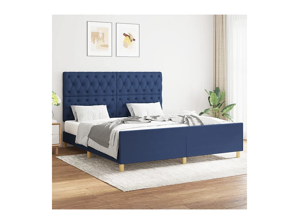 Bedframe zonder matras stof blauw 160x200 cm