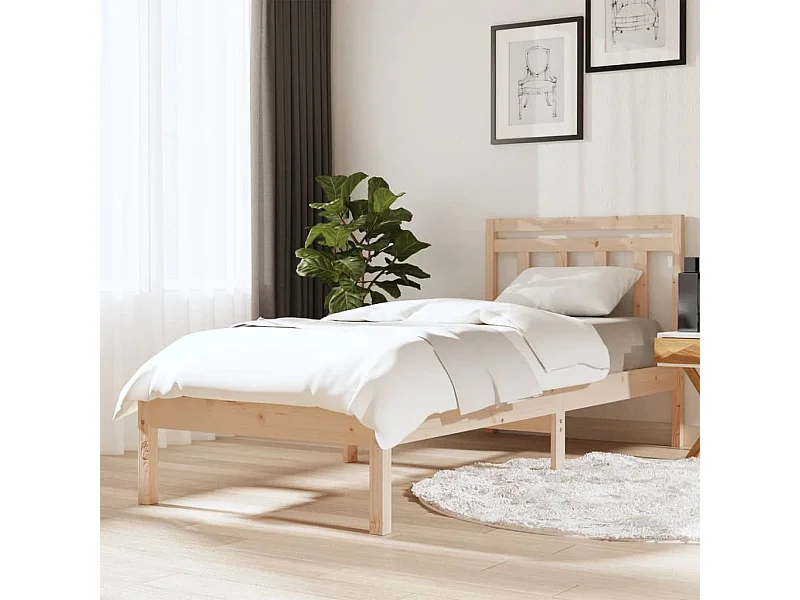 Estructura de cama individual madera maciza 75x190 cm