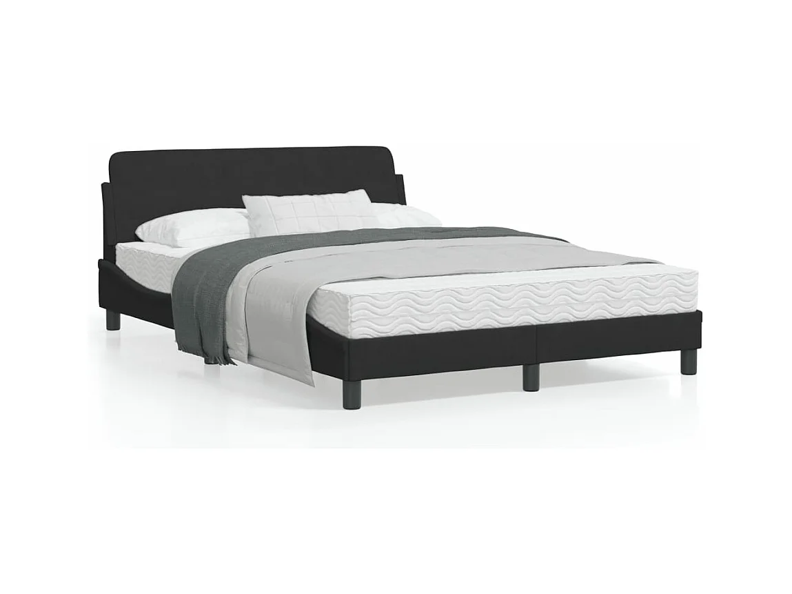 Estructura de cama con cabecero de terciopelo negro 140x200 cm