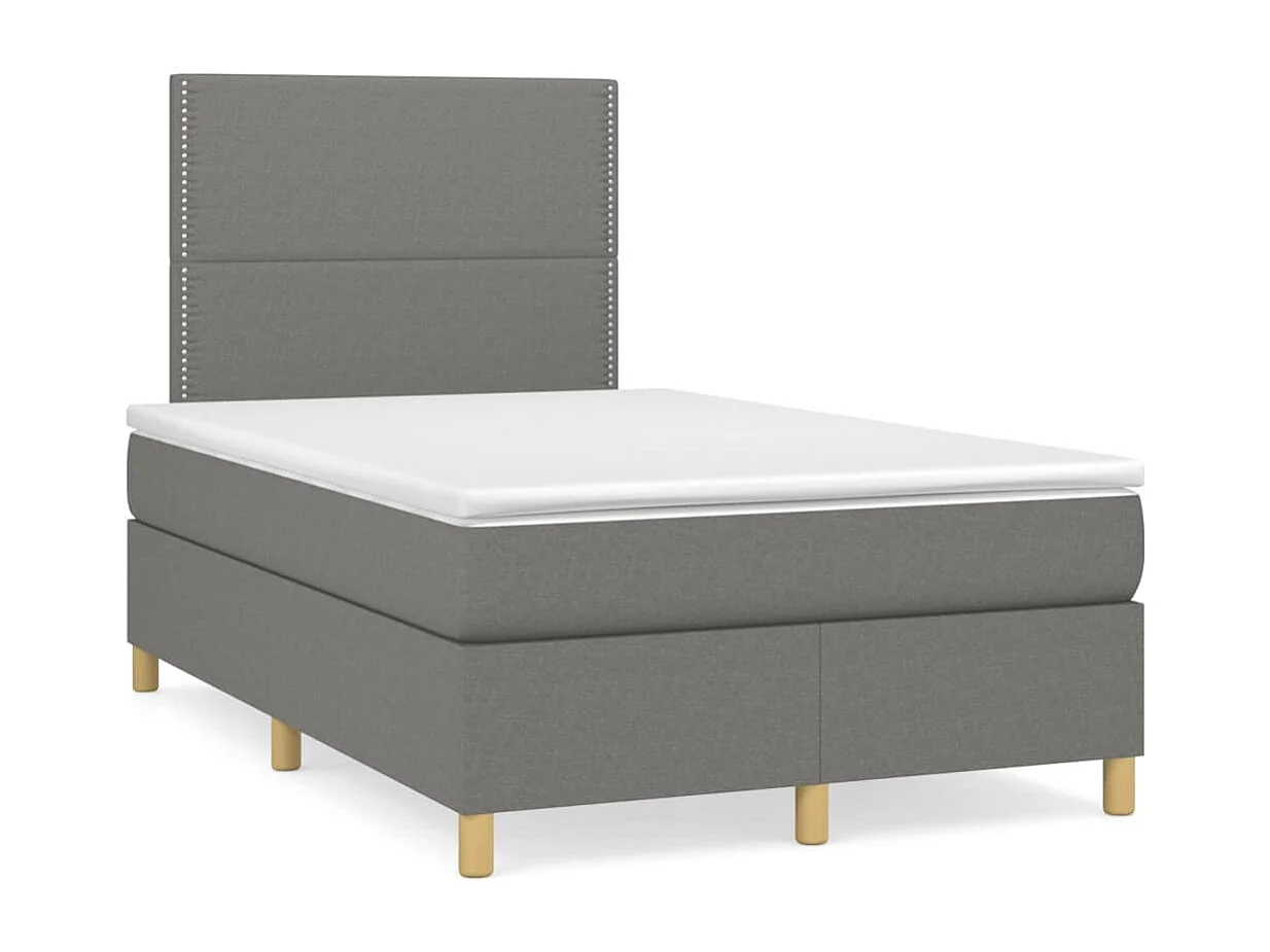 Lit à sommier tapissier avec matelas Gris foncé 120x200cm Tissu