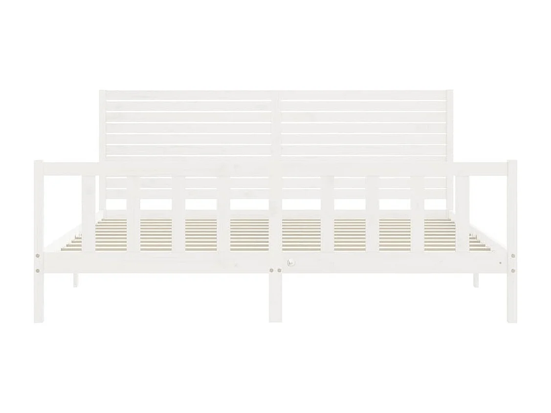 Estructura cama de matrimonio con cabecero madera maciza blanco