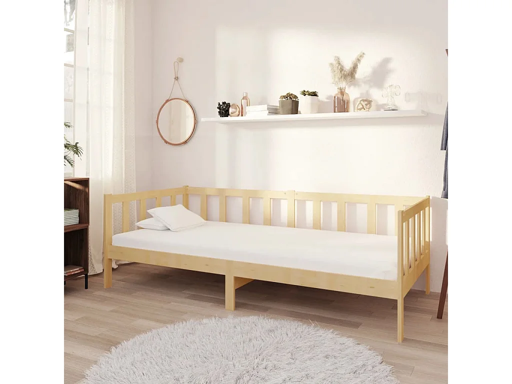 Sofá-cama 90x200 cm madeira de pinho maciça