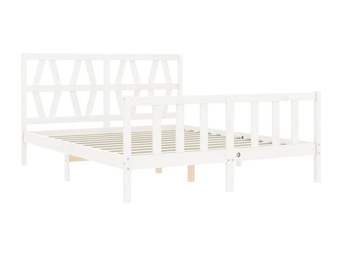 Estrutura de cama King Size com cabeceira madeira maciça branco