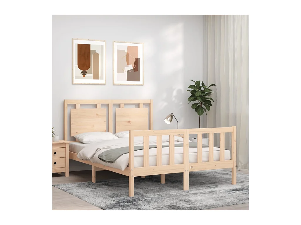 Estrutura de cama com cabeceira 140x200 cm madeira maciça