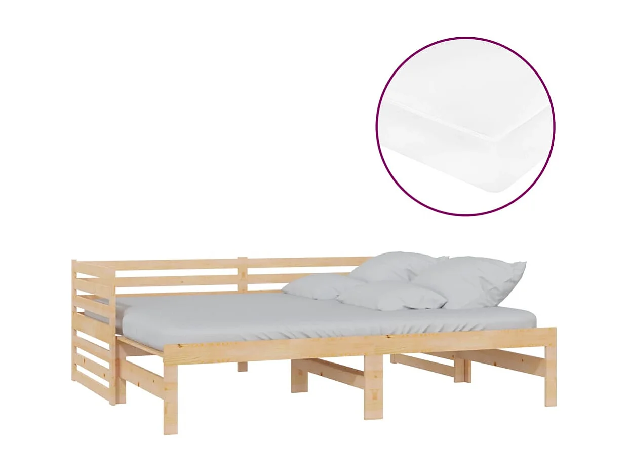 Estrutura sofá-cama de puxar 2x(90x200) cm pinho maciço