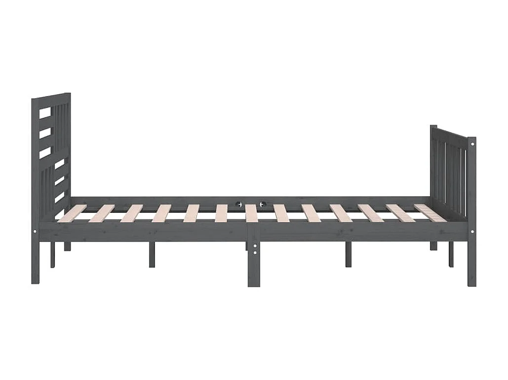 Cadre de lit Gris Bois massif 150x200 cm Très grand
