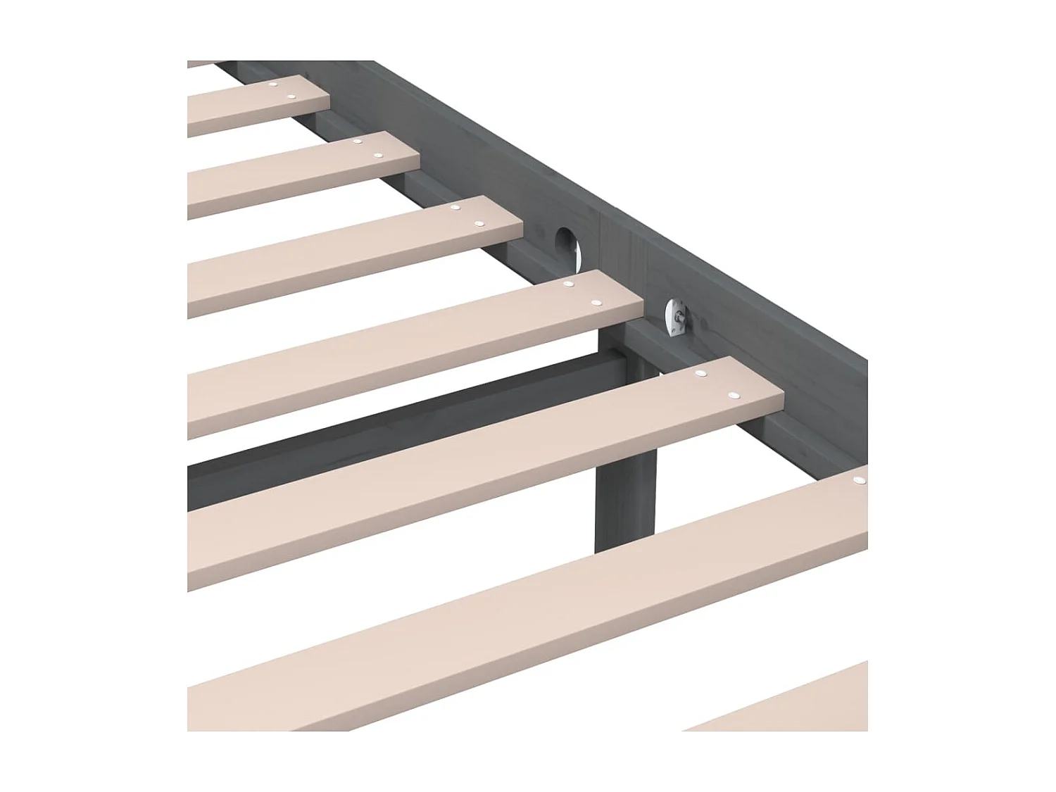 Cadre de lit Gris Bois massif 150x200 cm Très grand