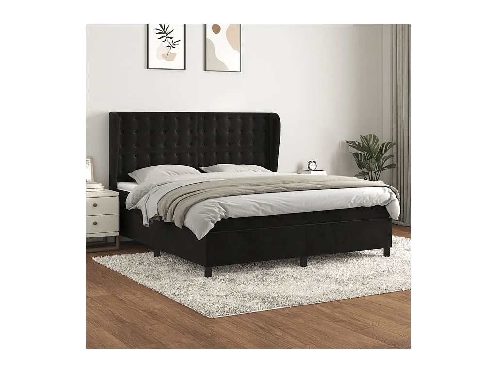 Boxspring met matras fluweel zwart 180x200 cm