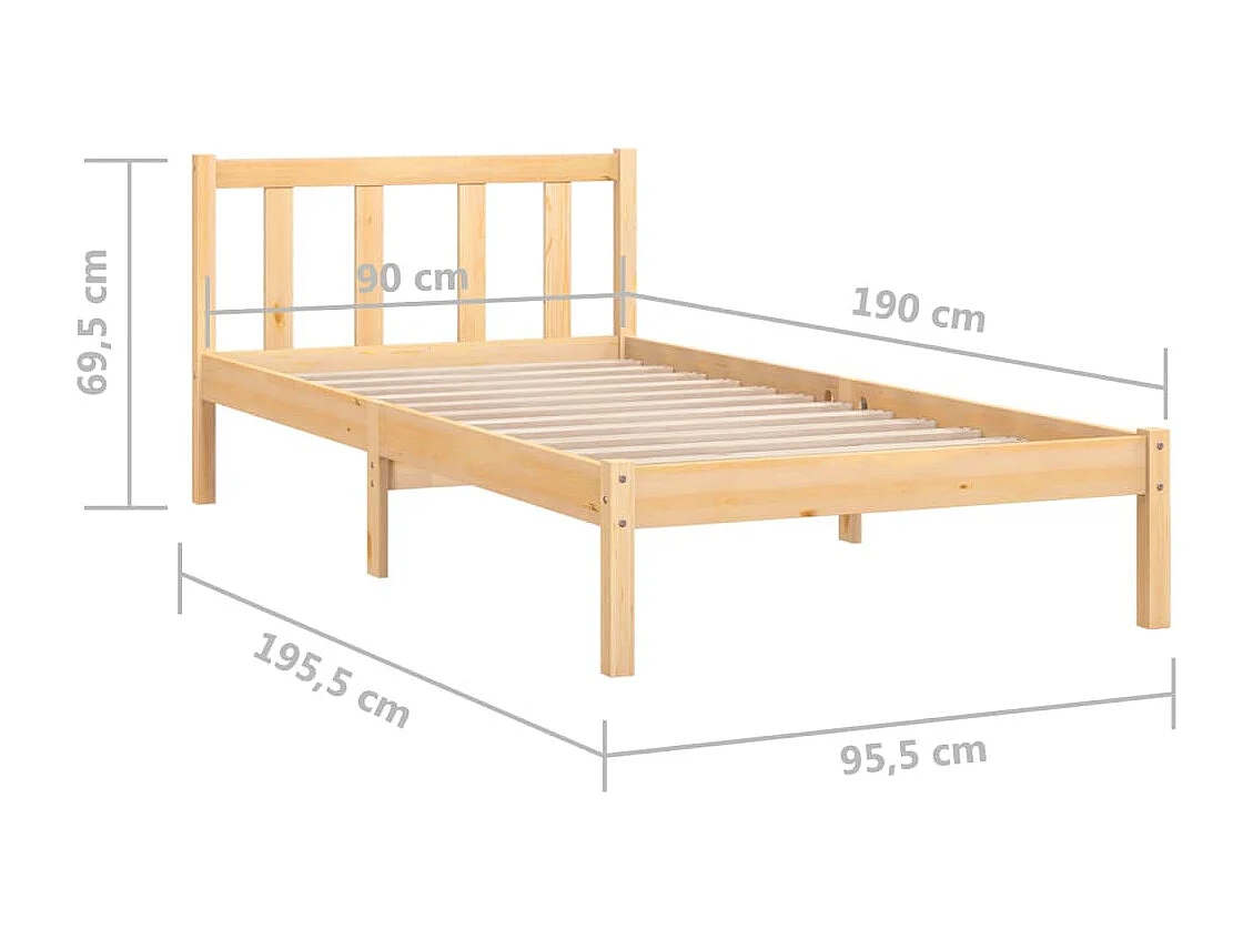 Cadre de lit Bois de pin massif 90x190 cm Simple