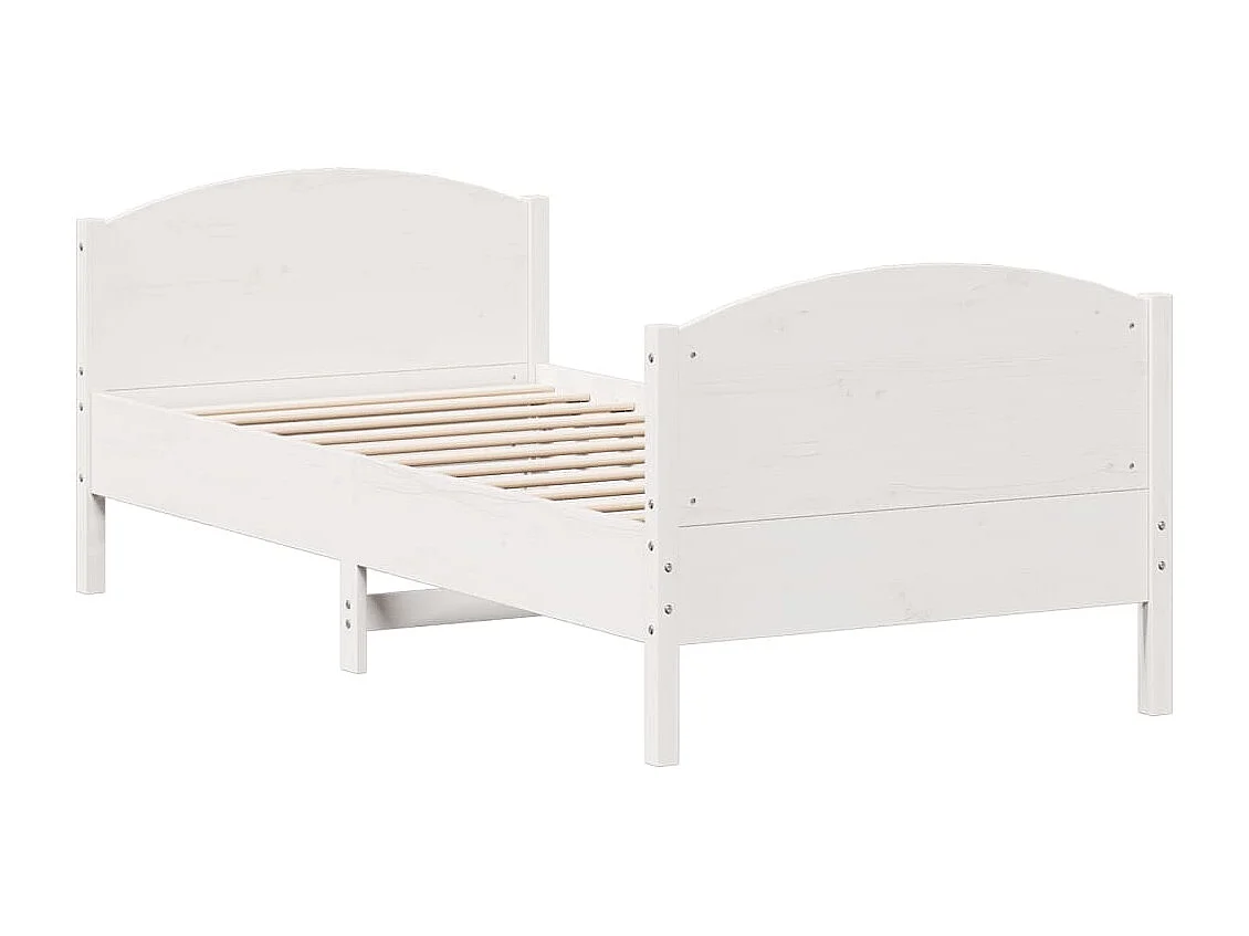 Estructura de cama con cabecero madera pino blanco 90x190 cm