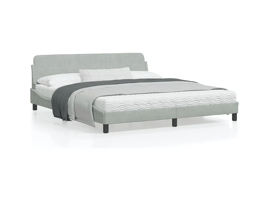 Estructura de cama con cabecero terciopelo gris claro 180x200cm