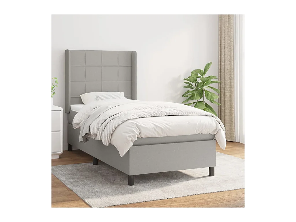Lit à sommier tapissier avec matelas Gris clair 80x200 cm Tissu