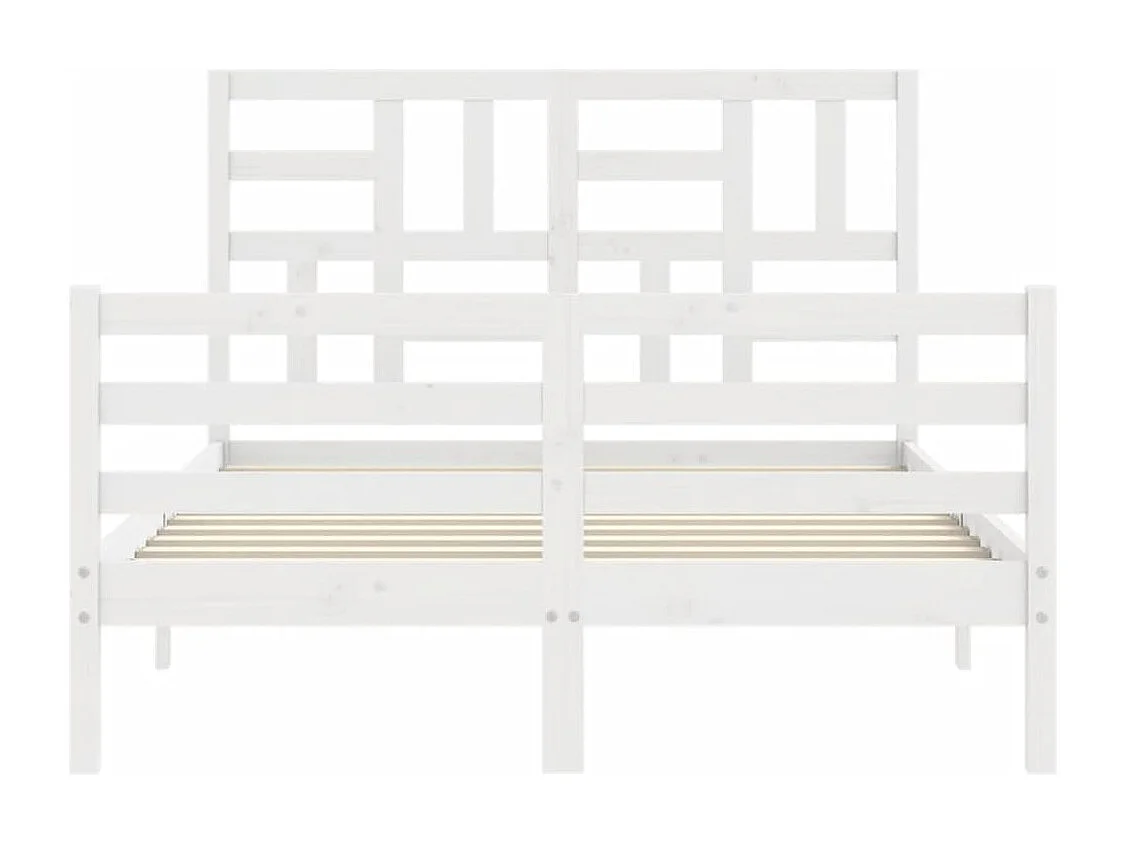 Cadre de lit avec tête de lit blanc double bois massif
