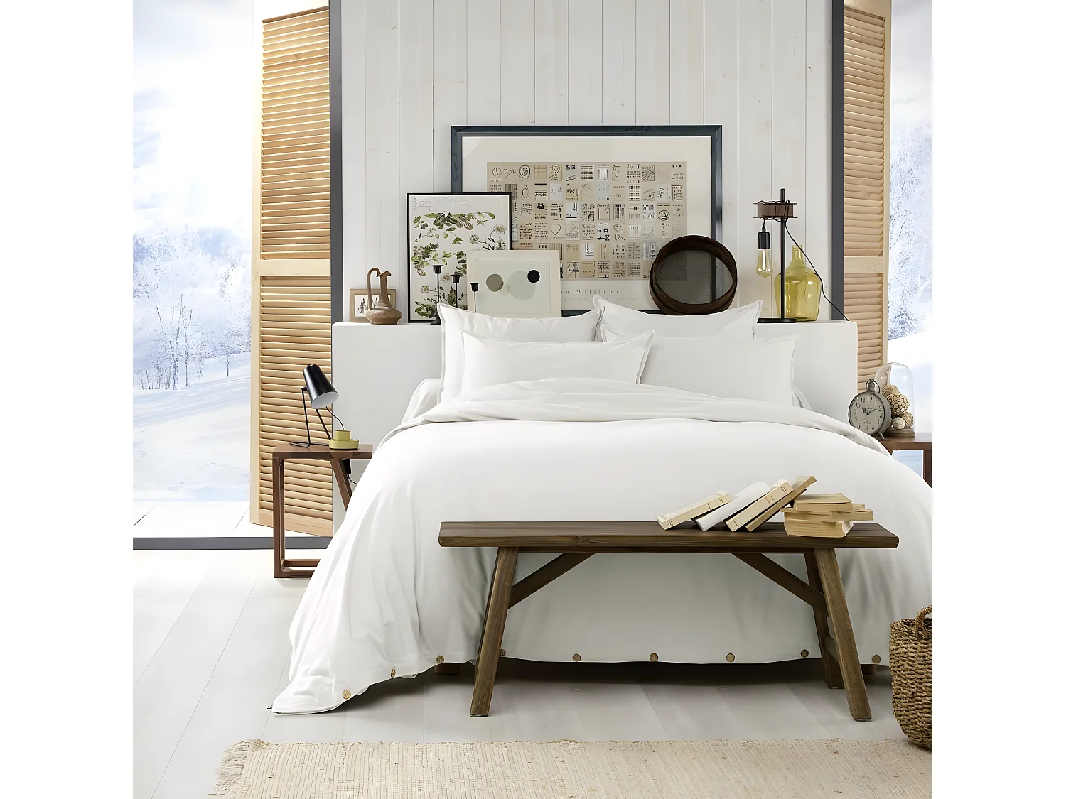 Housse de couette 240x260 Flanelle de Coton Neige