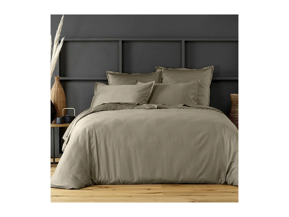 Housse de couette satin de coton sable 240x260 cm