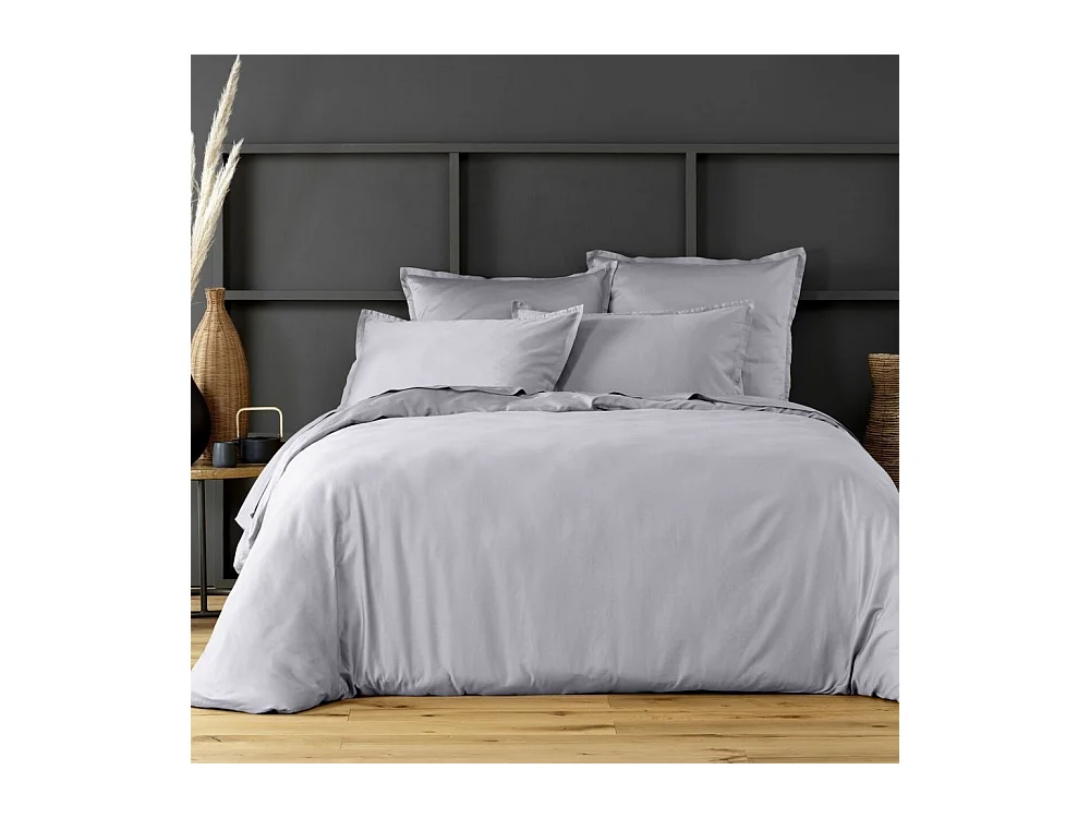 Housse de couette satin de coton gris craie 240x260 cm