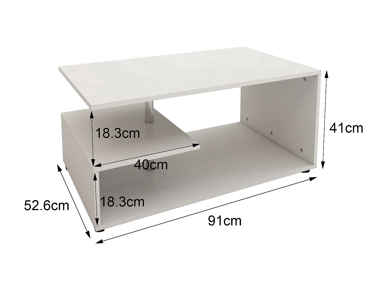 Table basse blanc moderne table d'appoint avec espace de rangement ML-DESIGN