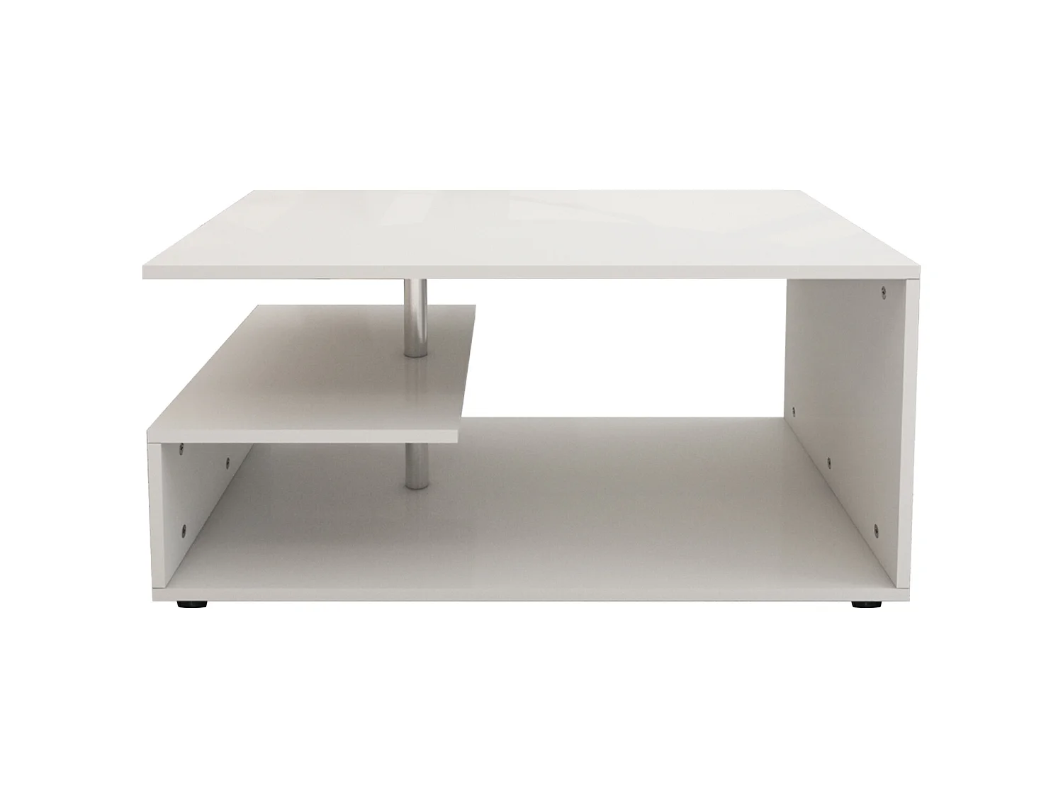 Tavolino da salotto bianco moderno con spazio di archiviazione su 3 livelli