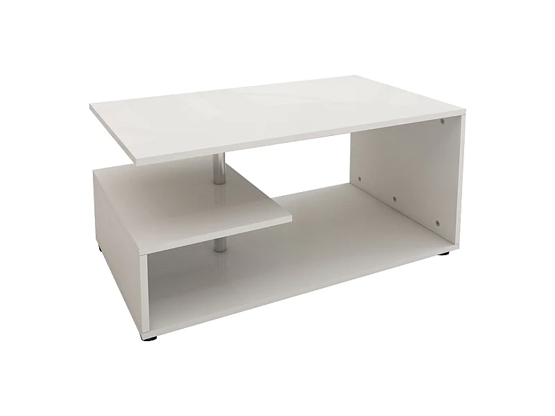 Tavolino da salotto bianco moderno con spazio di archiviazione su 3 livelli