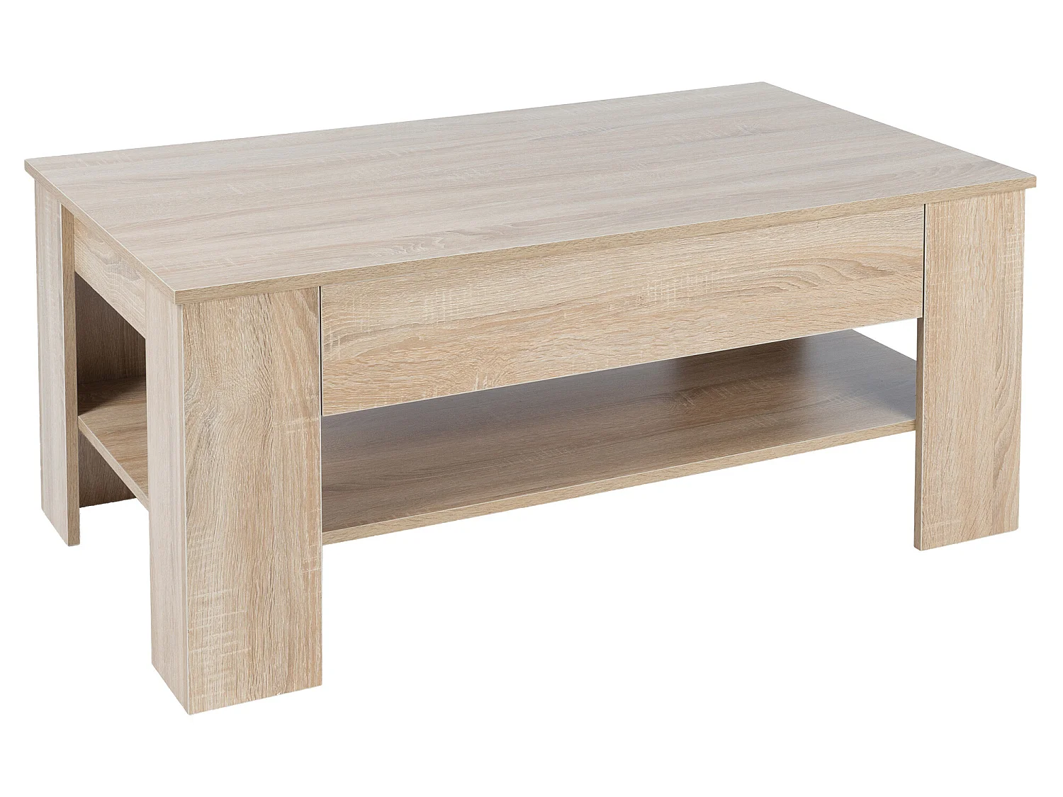 Mesa de centro roble sonoma 1 cajón y 1 estante grande ML-DESIGN