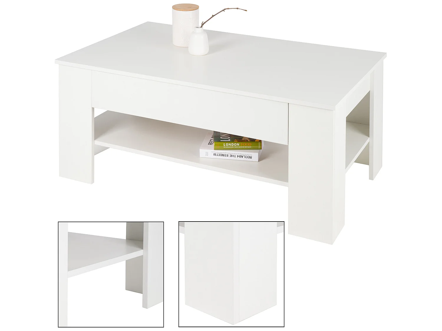 Tavolino rettangolare 1 cassetto e 1 ripiano grande ML-DESIGN