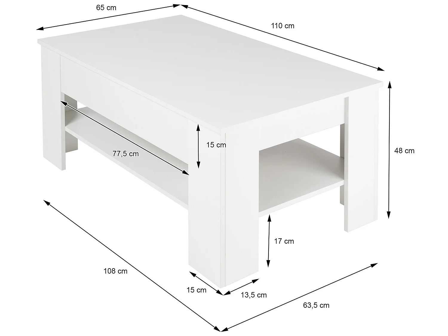 Tavolino rettangolare 1 cassetto e 1 ripiano grande ML-DESIGN