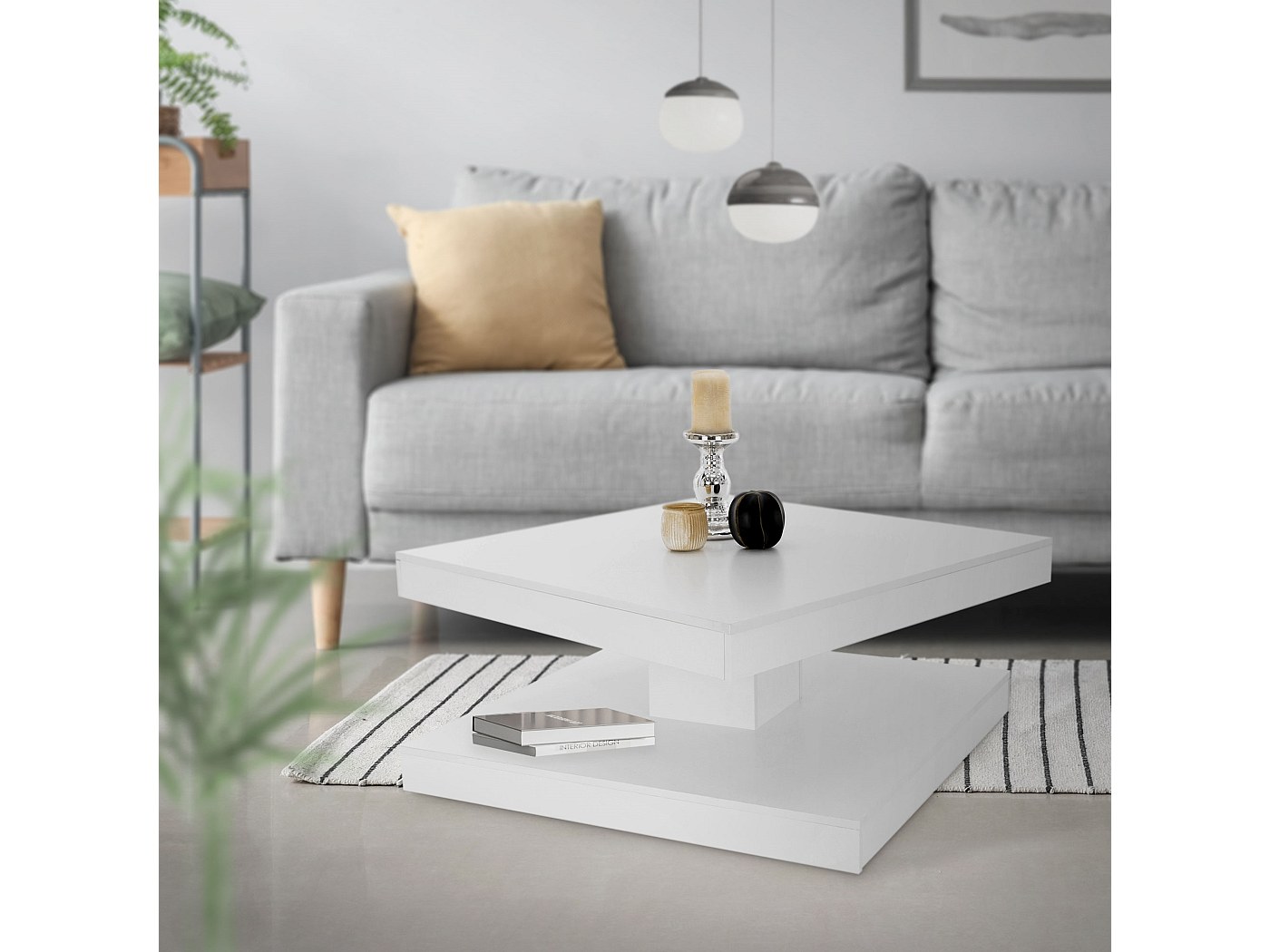 Tavolino Da Salotto Regolabile A Forma Di C - Girevole 360&deg; Per Divano E Letto - Design Moderno In Legno - Nero