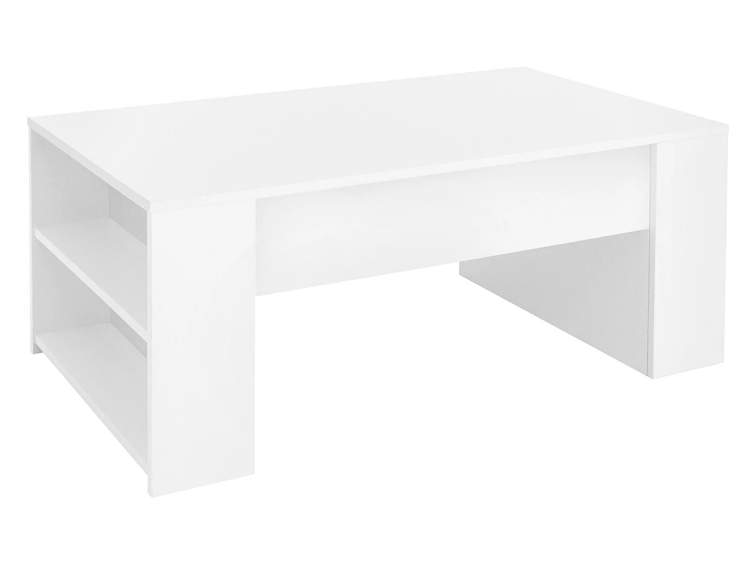 Table basse blanc salon table d'appoint en MDF avec 2 étagères ML-DESIGN