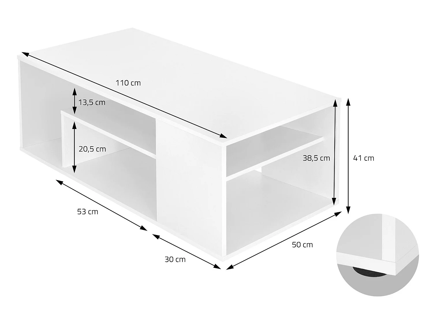 Mesa de centro blanco sala de estar MDF mesa auxiliar ML-DESIGN
