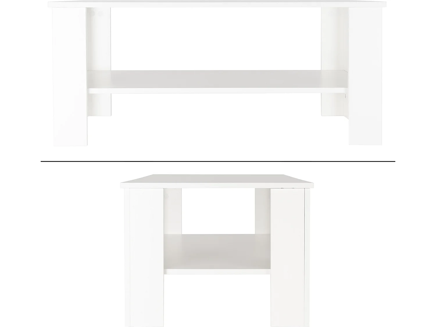 Mesa de centro consola blanca mesa auxiliar con estante ML-DESIGN