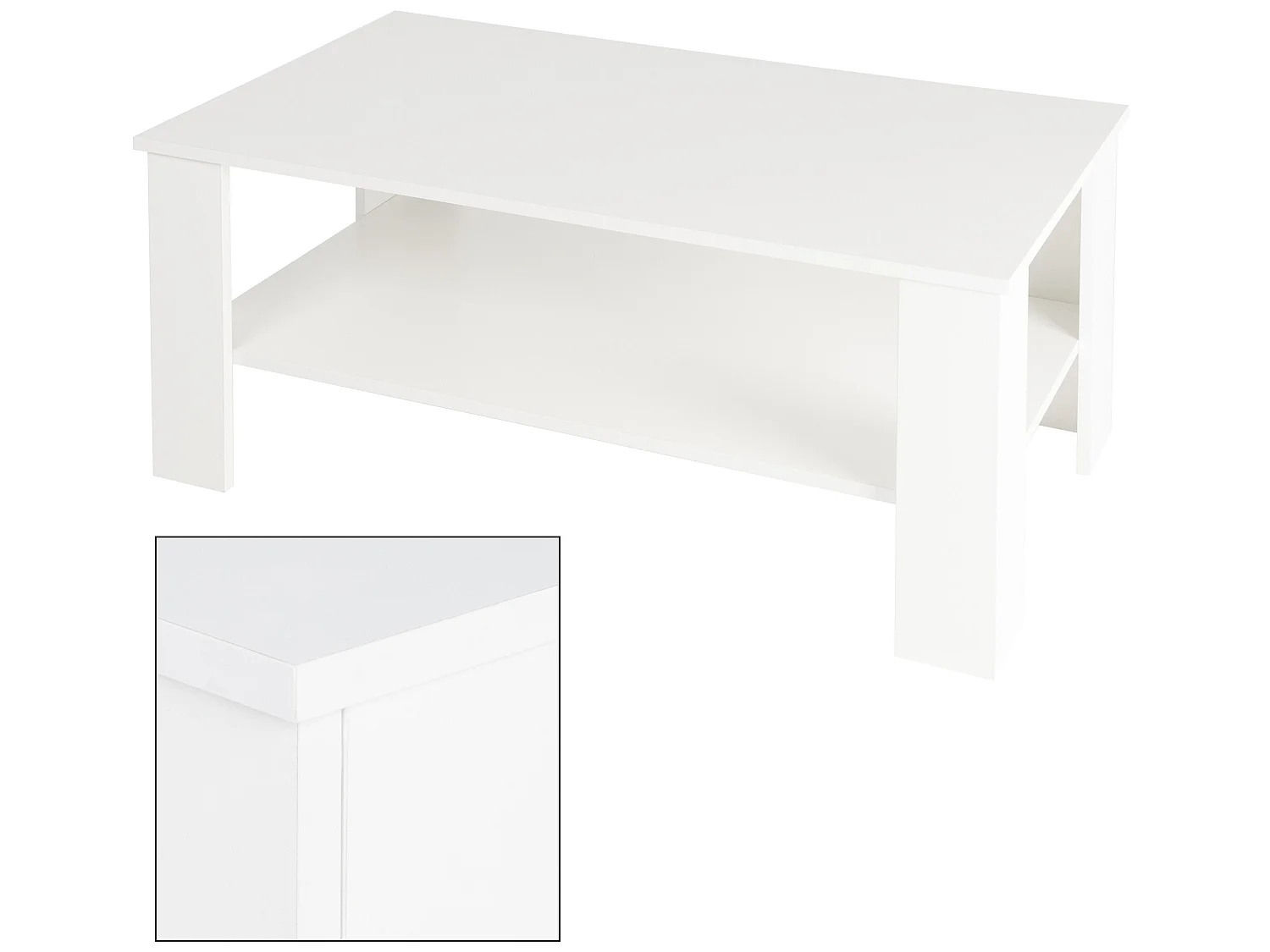 Mesa de centro consola blanca mesa auxiliar con estante ML-DESIGN