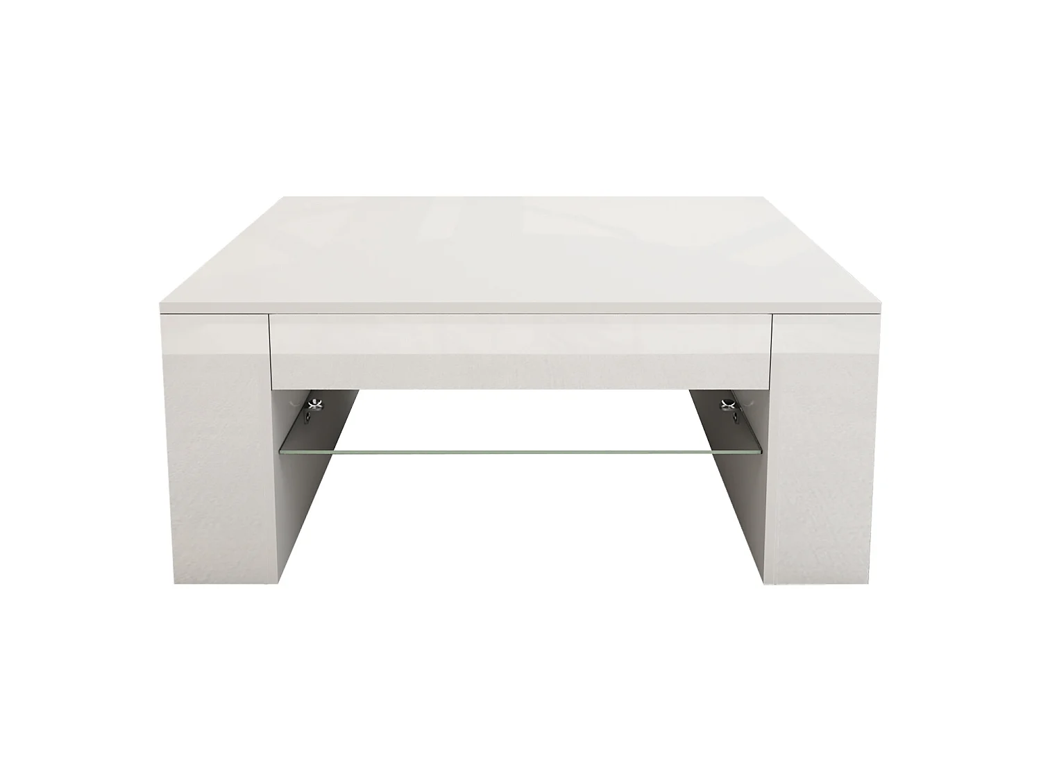 Tavolino con ripiano in vetro, bianco opaco/lucido 100x42x60 cm ML-DESIGN