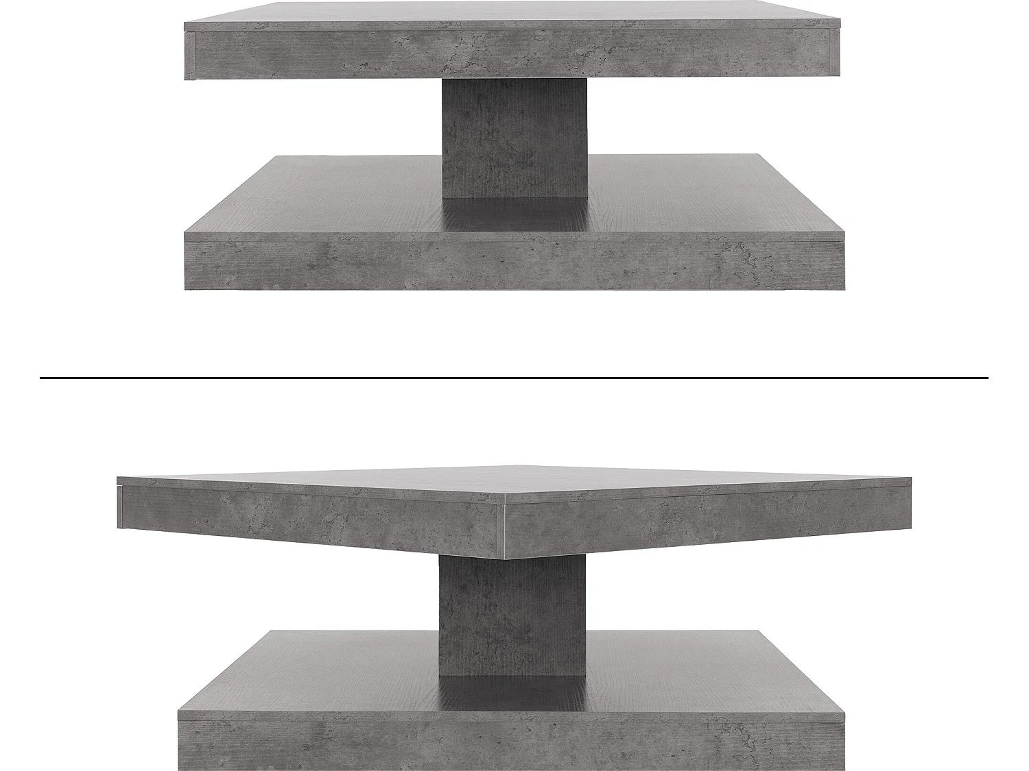 Table basse carrée pivotante 360° gris béton 78 x 78 x 36 cm ML-DESIGN