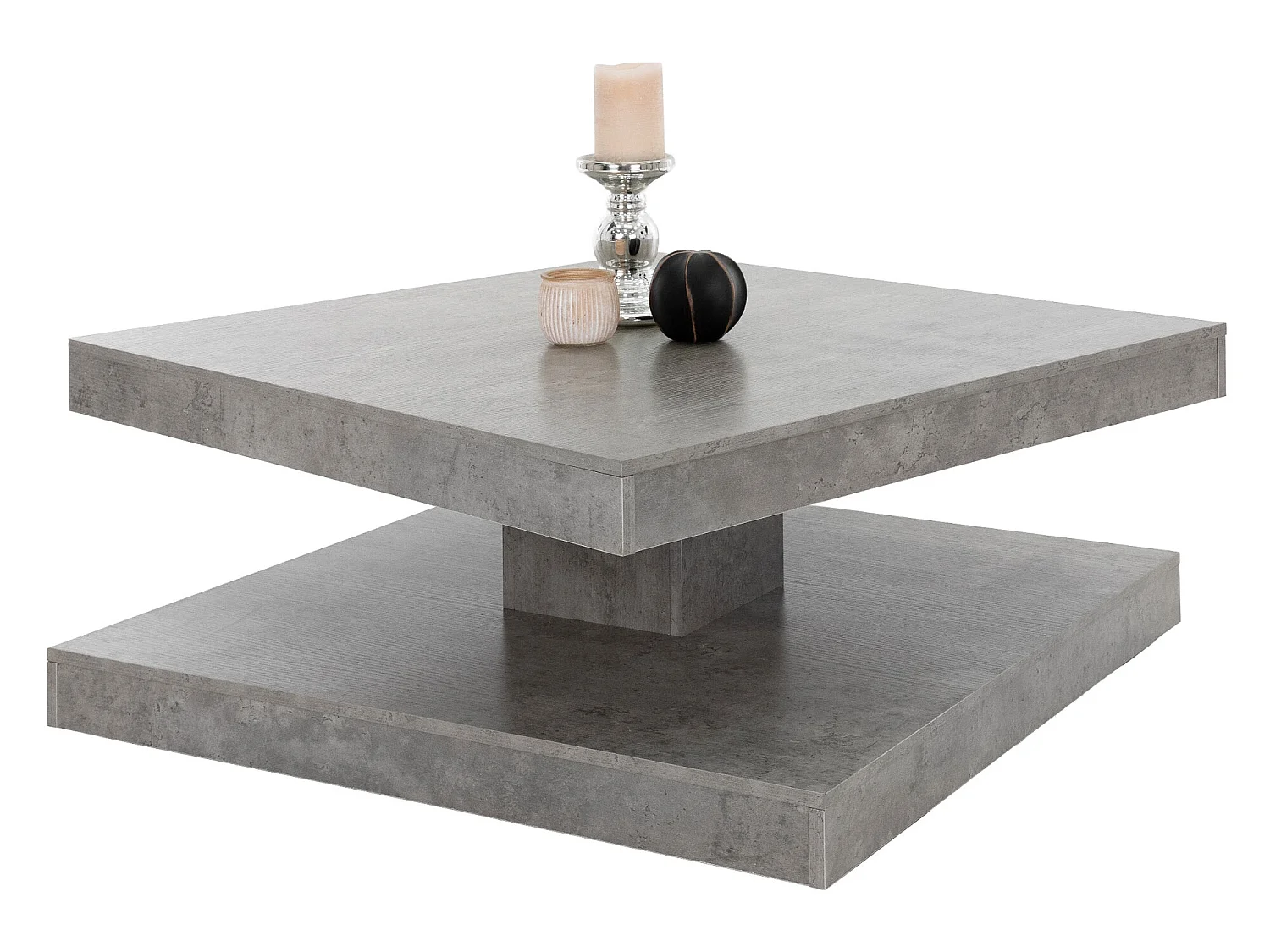 Table basse carrée pivotante 360° gris béton 78 x 78 x 36 cm ML-DESIGN