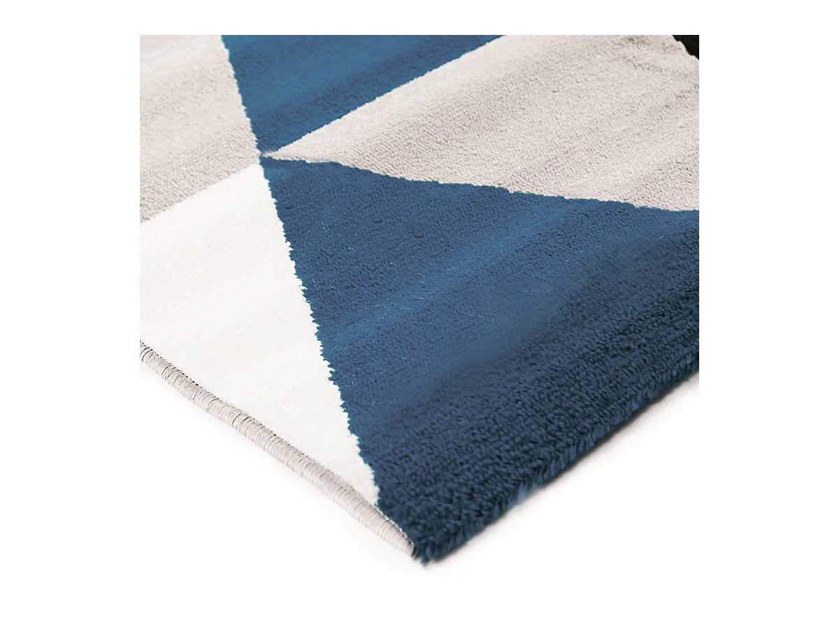 GEO SCANDI - Tapis toucher laineux motif triangles bleu 80x150