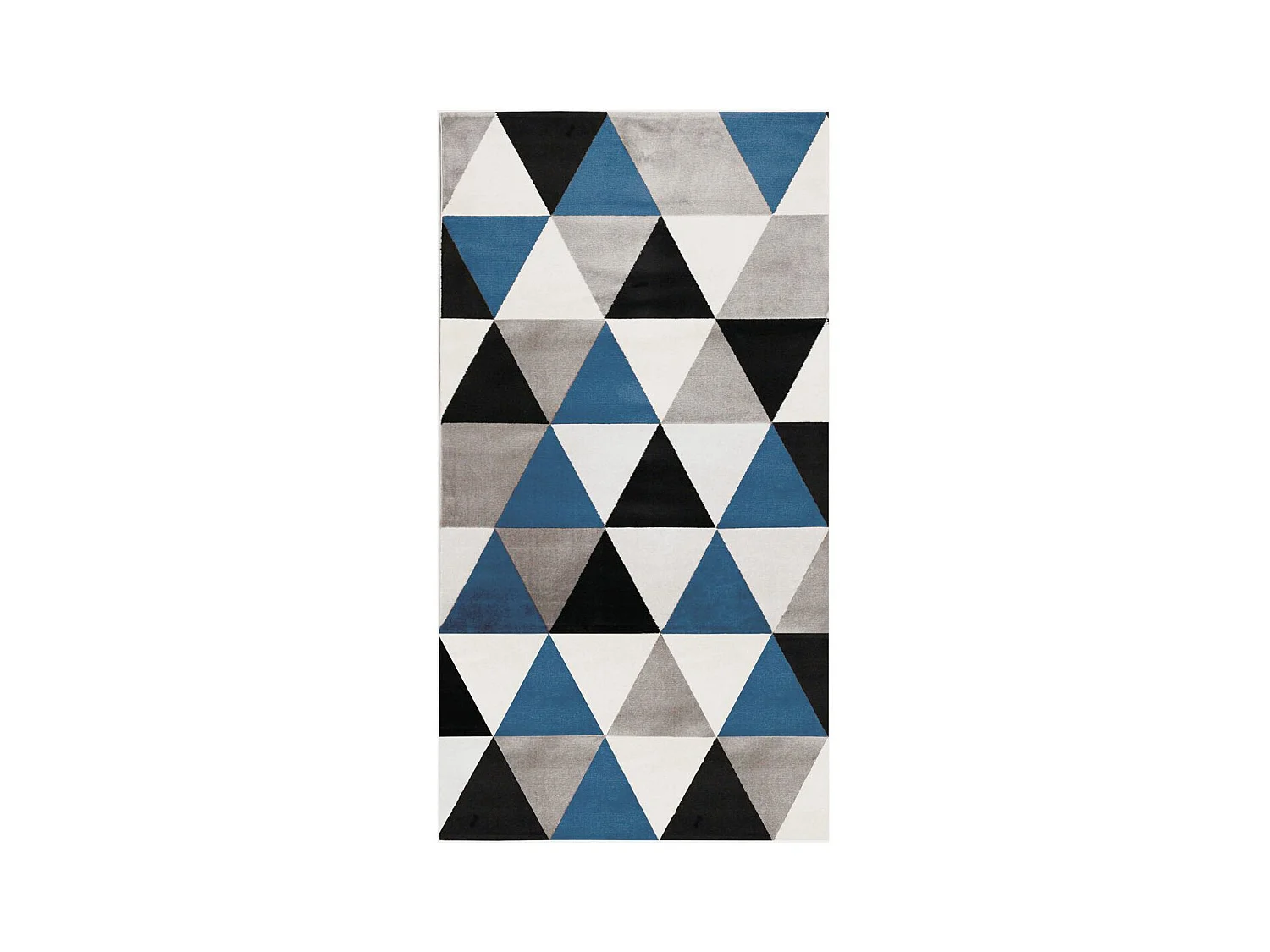 GEO SCANDI - Tapis toucher laineux motif triangles bleu 80x150
