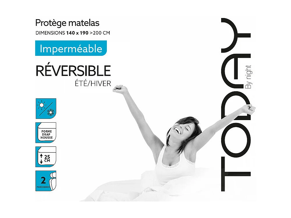 Protège matelas imperméable été/hiver- 140 X 190 cm - Blanc