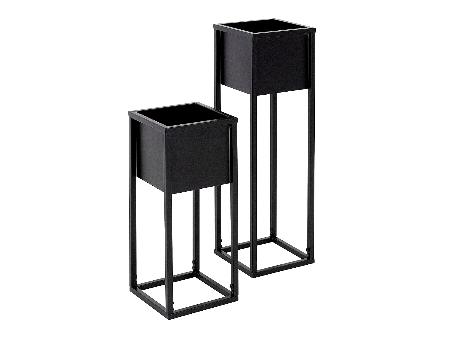 Set 2x supports plantes surélevé pots noir jardinière carré métal ML-DESIGN
