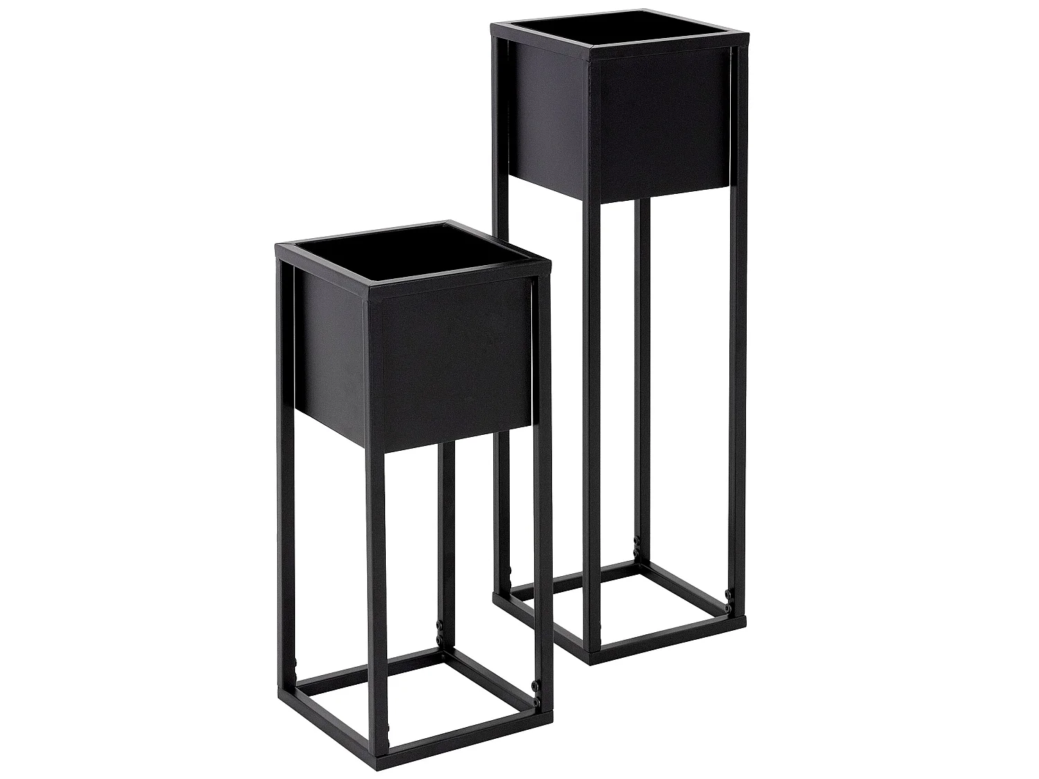 Set 2x supports plantes surélevé pots noir jardinière carré métal ML-DESIGN