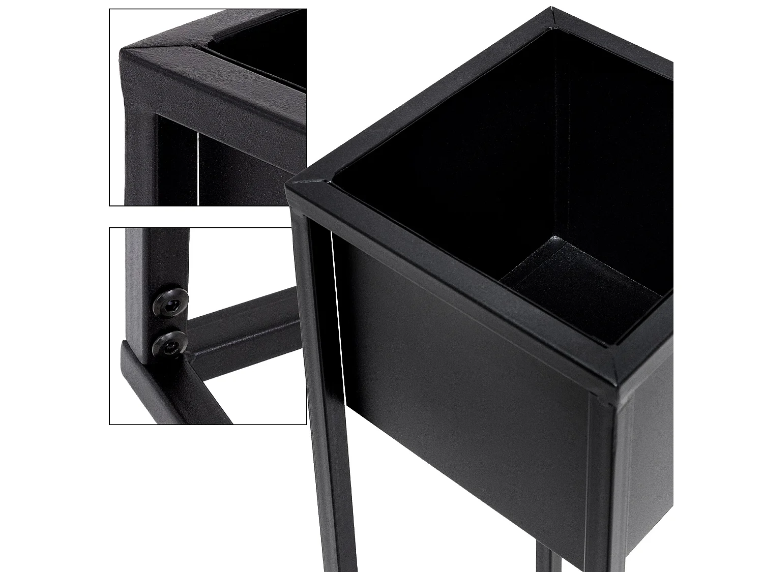 Set 2x supports plantes surélevé pots noir jardinière carré métal ML-DESIGN