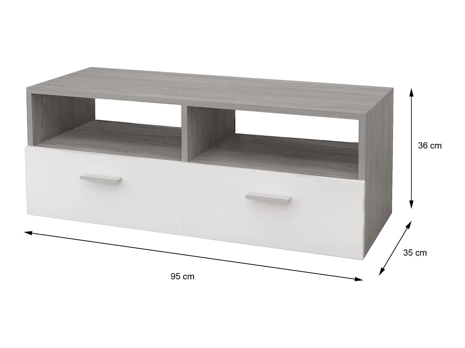 Meuble bas TV en agglomeré MDF buffet matériel montage 95x36x35 cm ML-DESIGN
