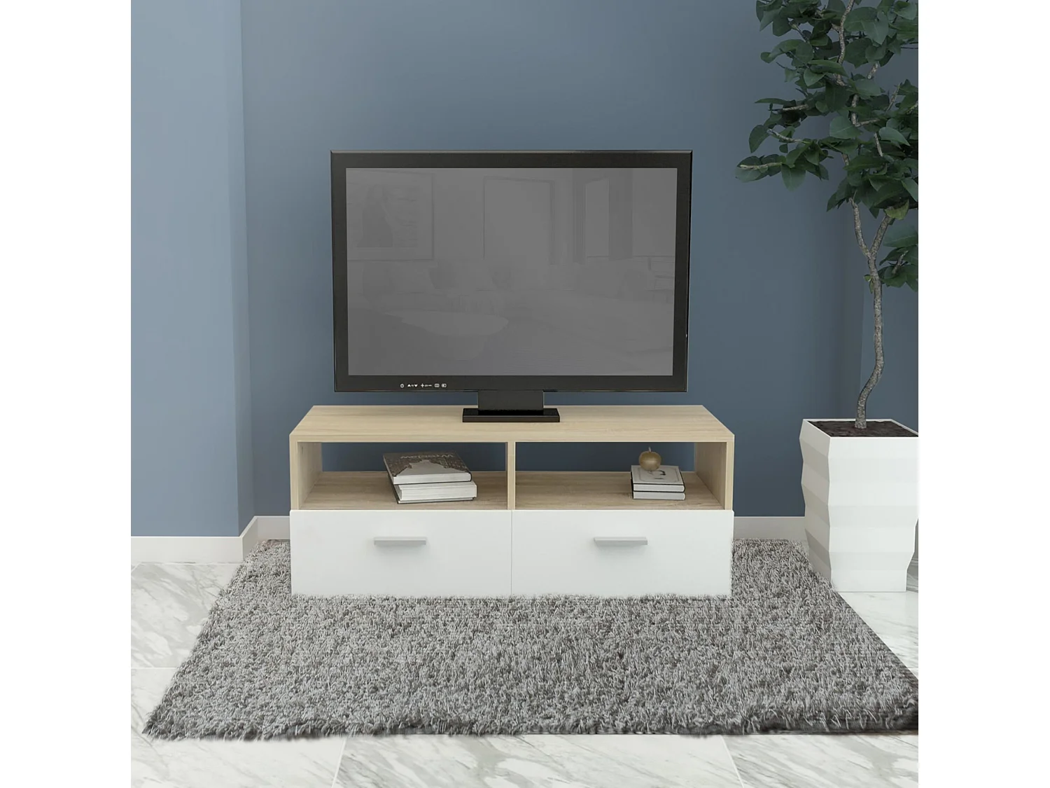 Meuble bas TV en agglomeré MDF buffet matériel montage 95x36x35 cm ML-DESIGN