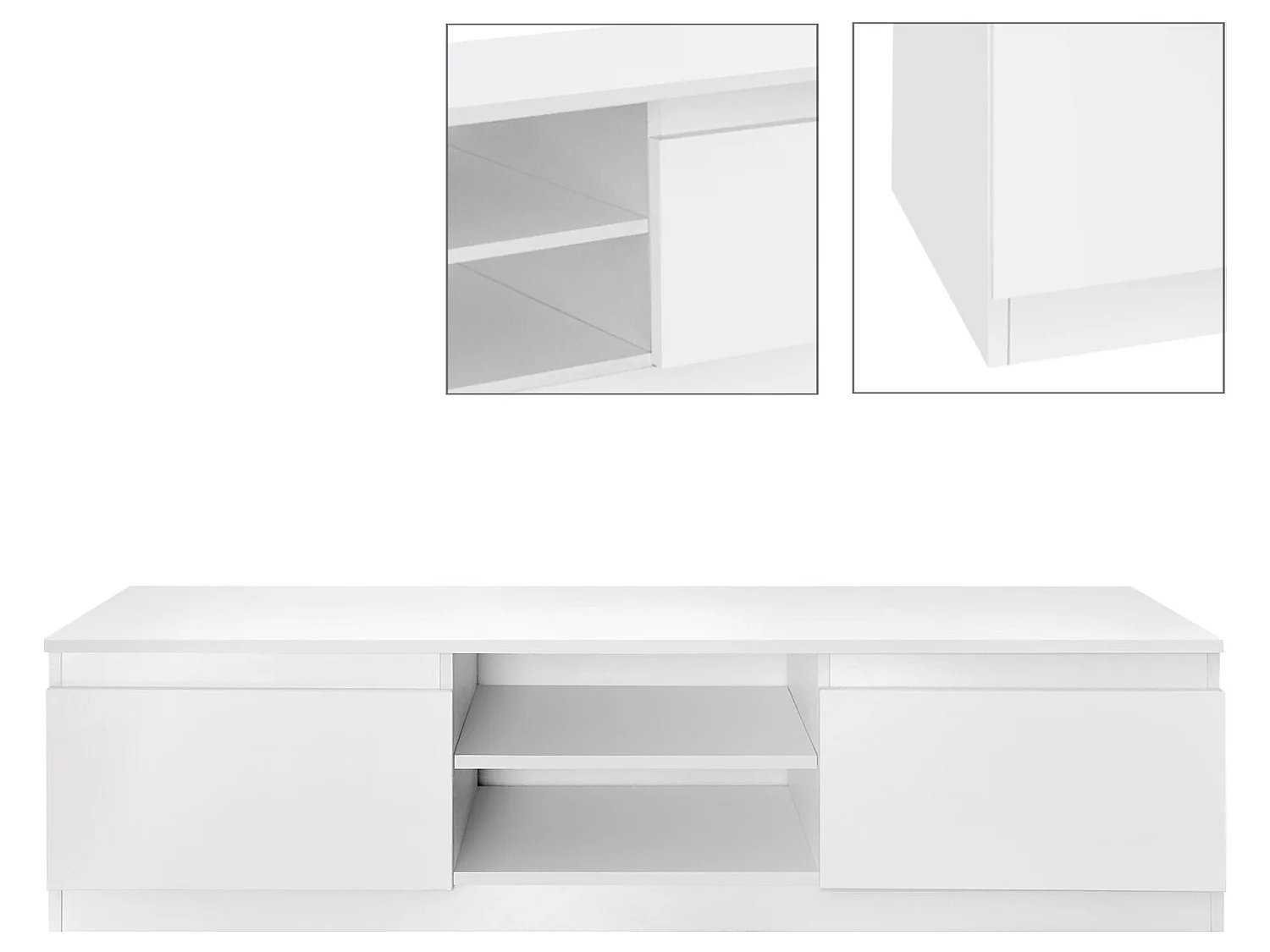 Meuble banc TV robuste blanc MDF matériel de montage inclus ML-DESIGN