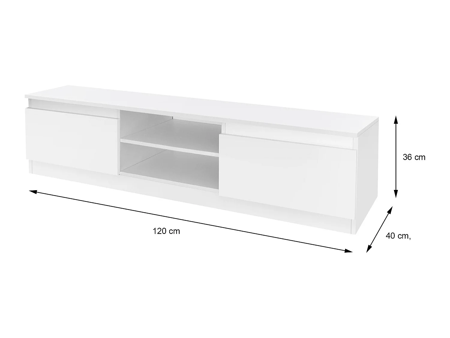 Meuble banc TV robuste blanc MDF matériel de montage inclus ML-DESIGN