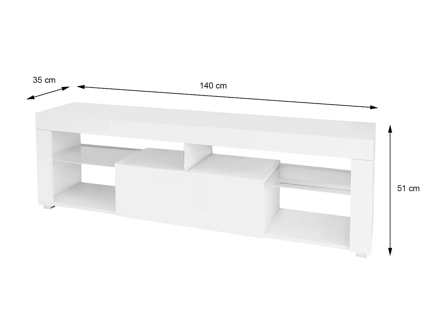 Mueble bajo TV soporte TV para salón blanco MDF 140 x 51 x 35 cm ML-DESIGN