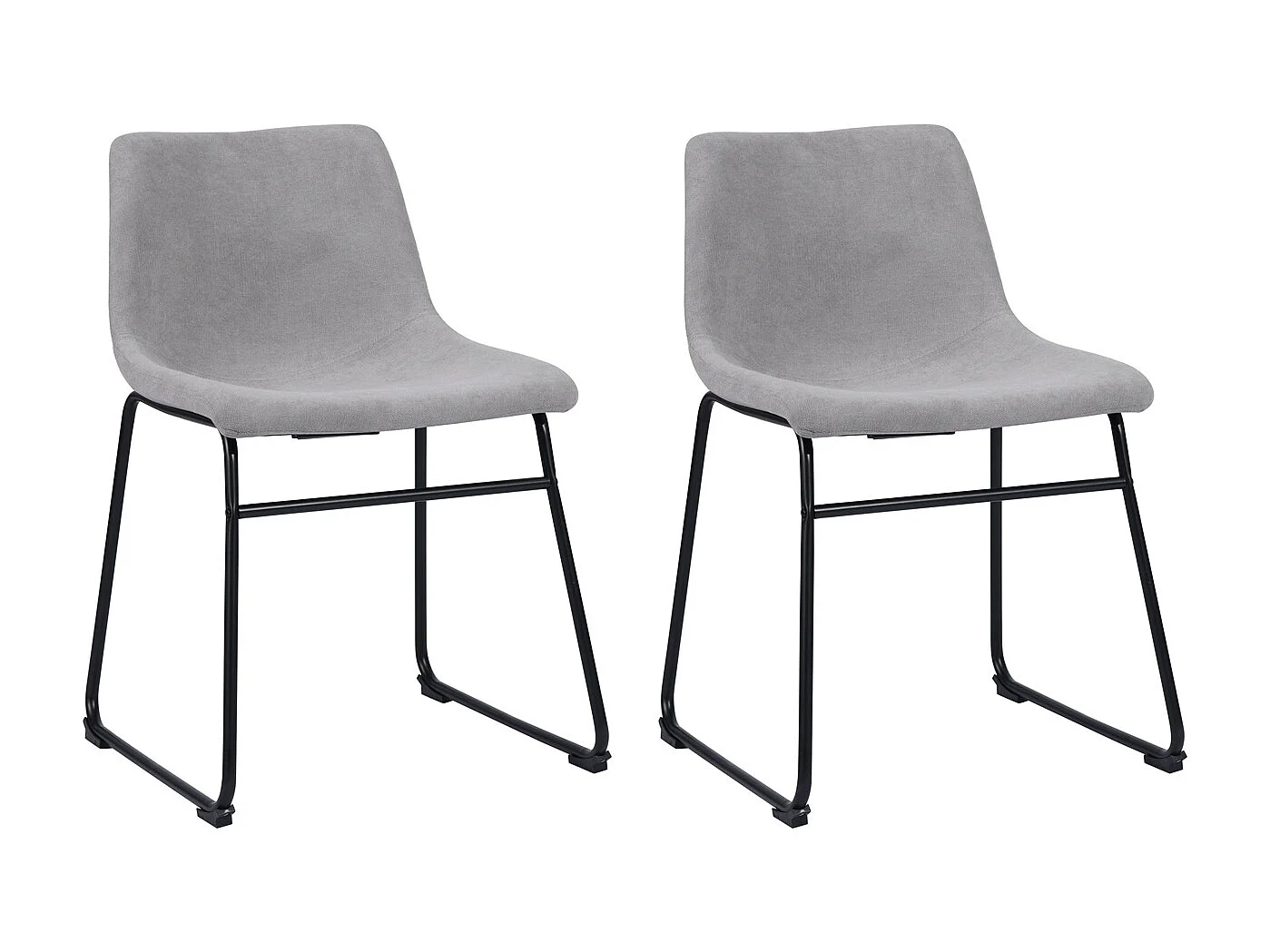 Sedia da pranzo moderna in tessuto grigio e base a slitta in metallo nero GENOVA FABRIC GREY