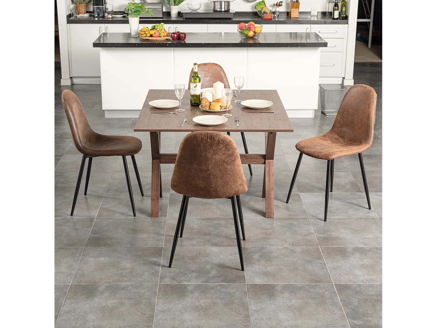 Table de salle à manger extensible parfait pour petits espaces en métal bois 2 à 4 personnes MUNGBEAN