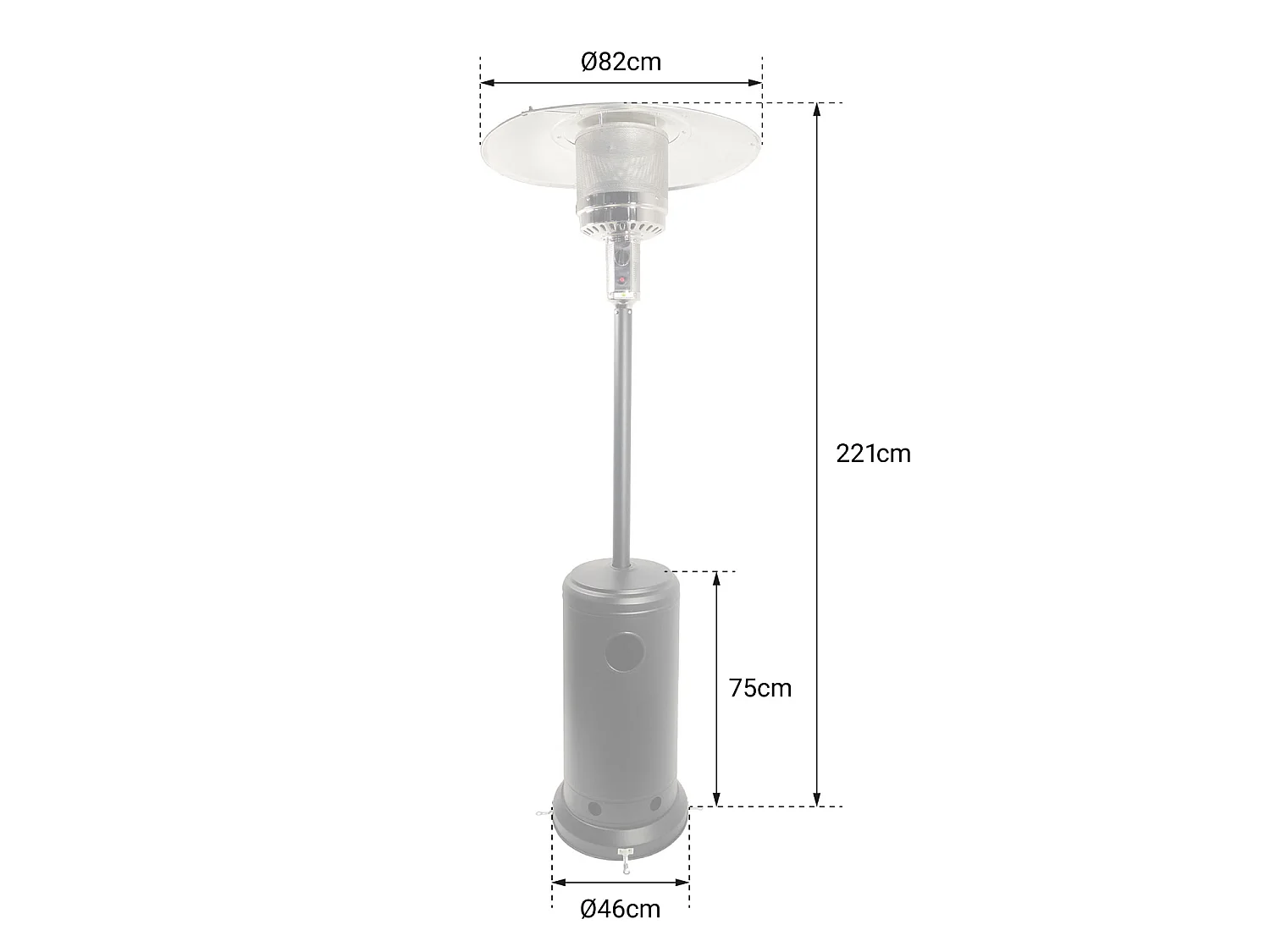 Parasol chauffant OSLO - chauffage d'extérieur gaz - acier inox + housse - HAPPY GARDEN