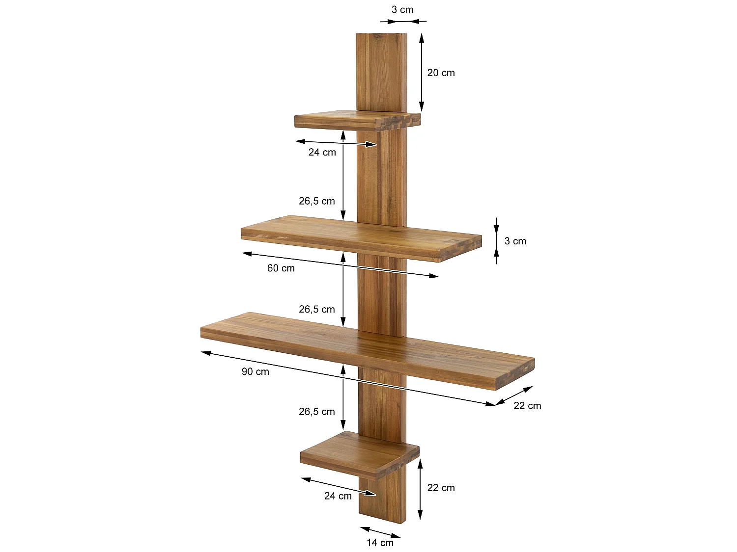 Etagère murale suspendue étagère bibliothèque 4 niveaux ML-DESIGN